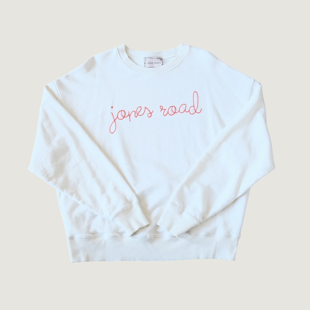 Lingua Franca Jones Road Crewneck Sweatshirt White Organic Cotton L Embroidery
